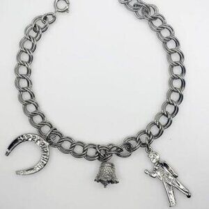 Vintage Airflex White Rhodium Polished Sterling Silver Charm Bracelet